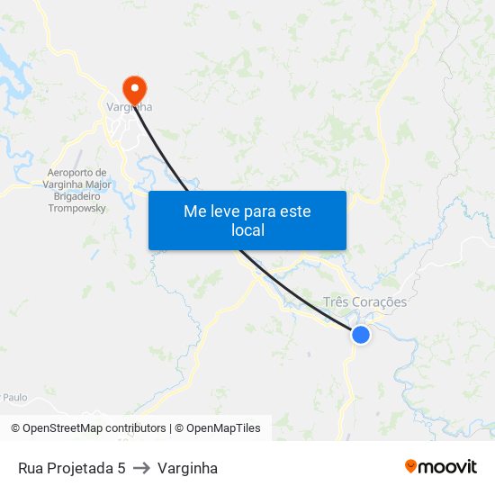 Rua Projetada 5 to Varginha map