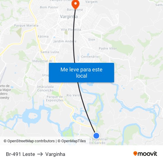 Br-491 Leste to Varginha map