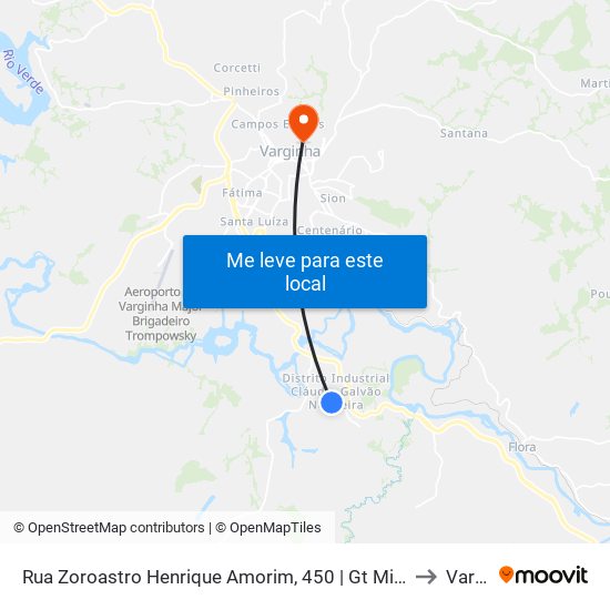 Rua Zoroastro Henrique Amorim, 450 | Gt Minas Transportes E Distribuidora to Varginha map