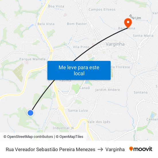 Rua Vereador Sebastião Pereira Menezes to Varginha map