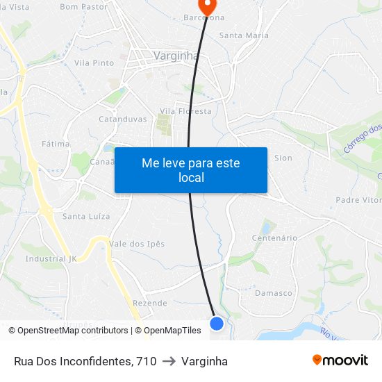 Rua Dos Inconfidentes, 710 to Varginha map