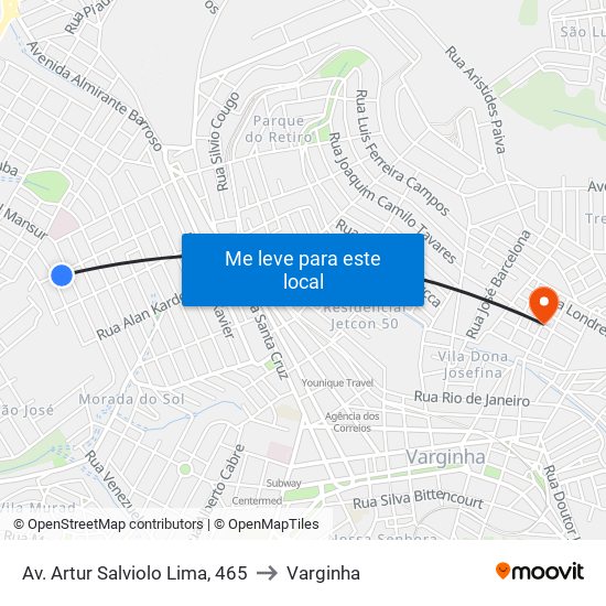 Av. Artur Salviolo Lima, 465 to Varginha map