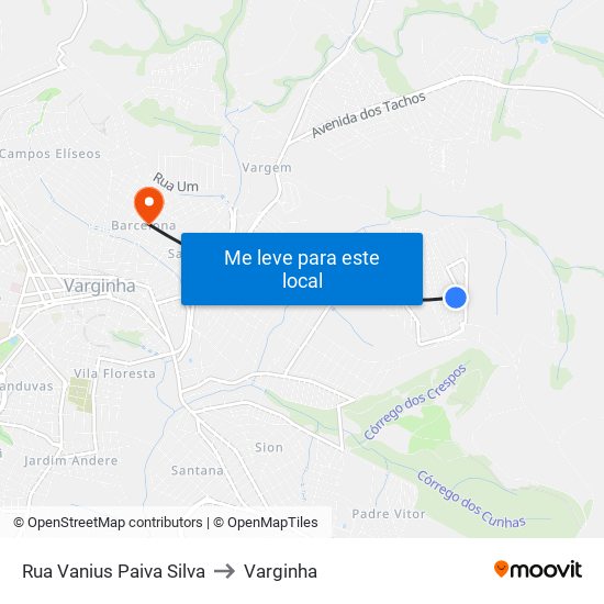 Rua Vanius Paiva Silva to Varginha map