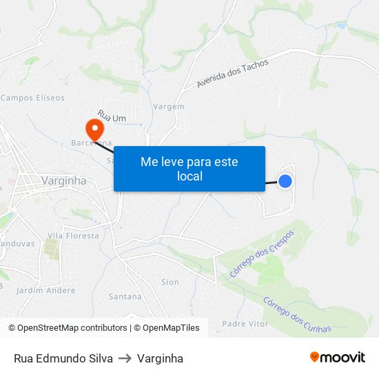 Rua Edmundo Silva to Varginha map