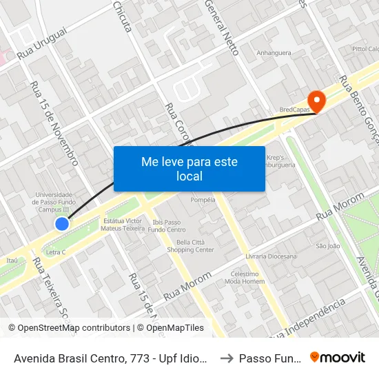 Avenida Brasil Centro, 773 - Upf Idiomas to Passo Fundo map