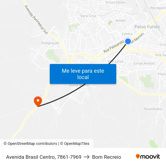 Avenida Brasil Centro, 7861-7969 to Bom Recreio map
