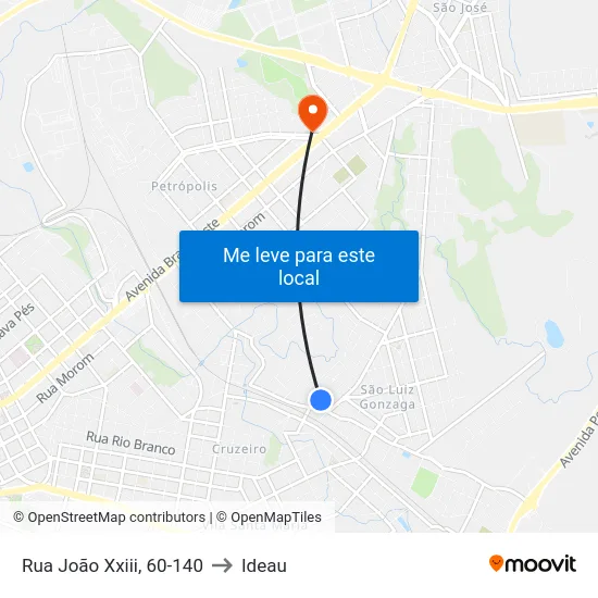 Rua João Xxiii, 60-140 to Ideau map