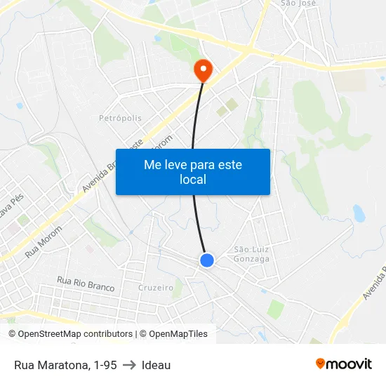Rua Maratona, 1-95 to Ideau map