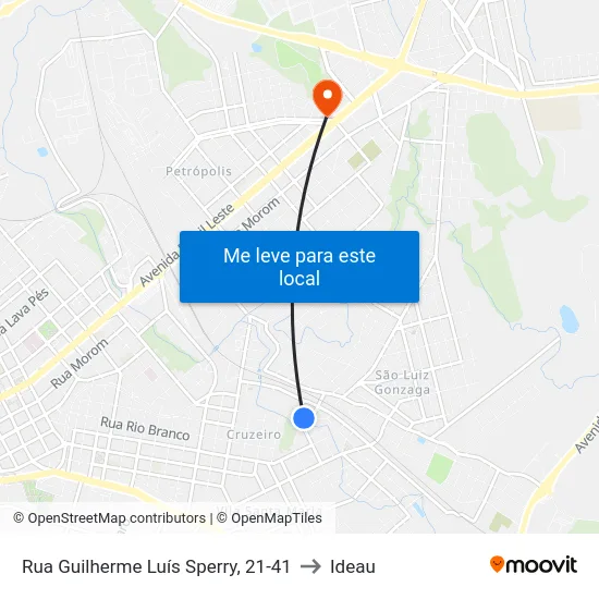 Rua Guilherme Luís Sperry, 21-41 to Ideau map