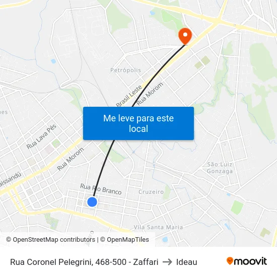 Rua Coronel Pelegrini, 468-500 - Zaffari to Ideau map