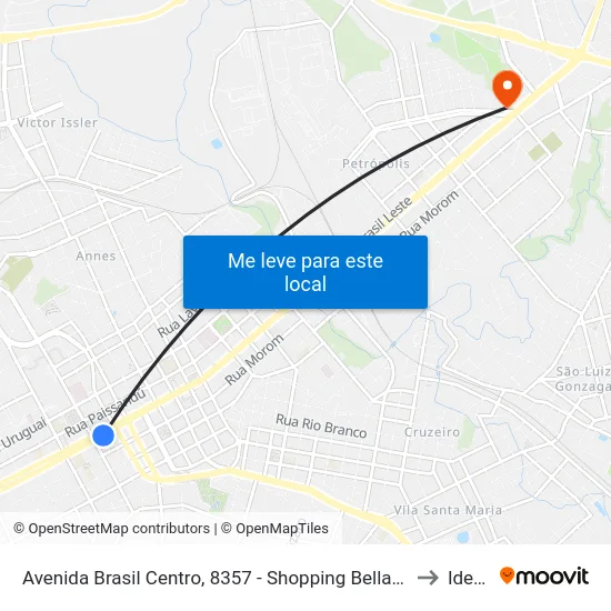Avenida Brasil Centro, 8357 - Shopping Bella Cittá to Ideau map