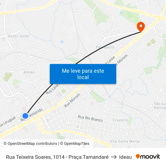Rua Teixeira Soares, 1014 - Praça Tamandaré to Ideau map