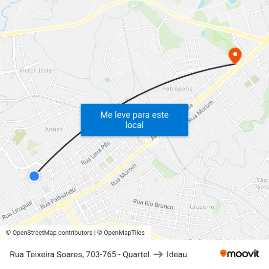 Rua Teixeira Soares, 703-765 - Quartel to Ideau map