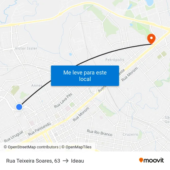 Rua Teixeira Soares, 63 to Ideau map