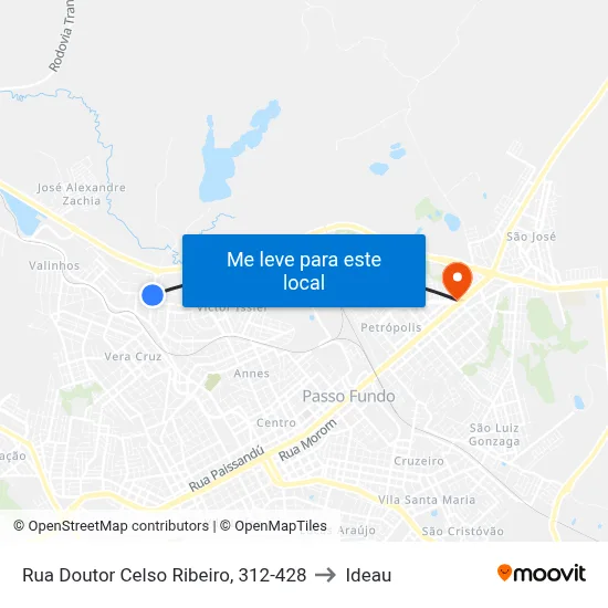 Rua Doutor Celso Ribeiro, 312-428 to Ideau map