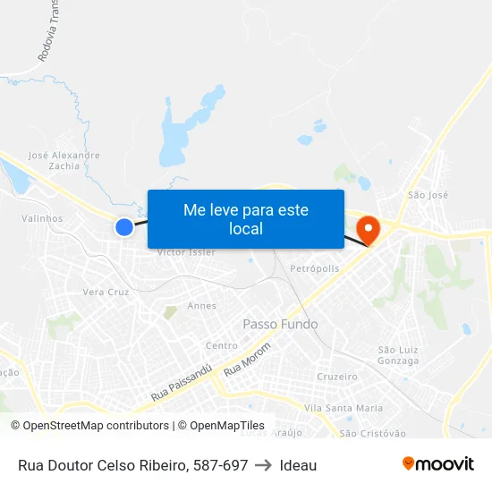 Rua Doutor Celso Ribeiro, 587-697 to Ideau map