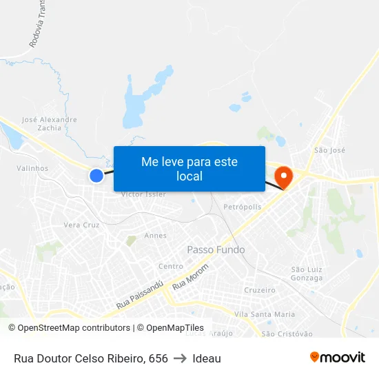 Rua Doutor Celso Ribeiro, 656 to Ideau map