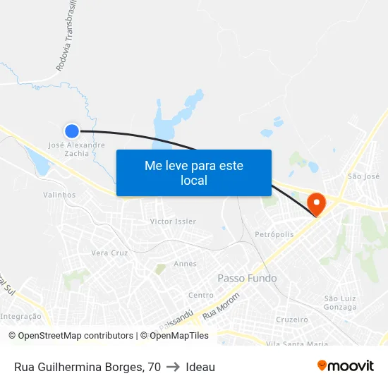 Rua Guilhermina Borges, 70 to Ideau map