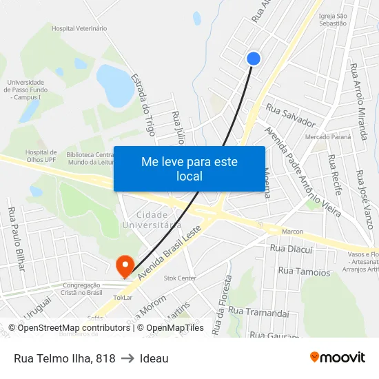 Rua Telmo Ilha, 818 to Ideau map