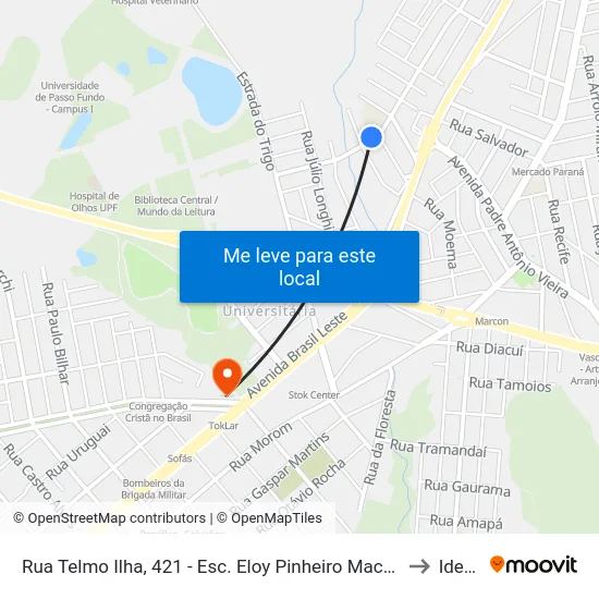 Rua Telmo Ilha, 421 - Esc. Eloy Pinheiro Machado to Ideau map