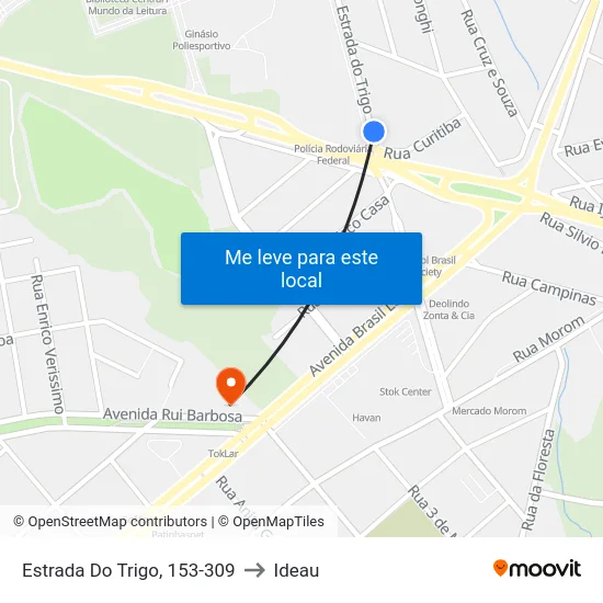 Estrada Do Trigo, 153-309 to Ideau map