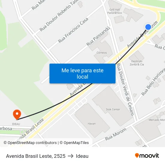 Avenida Brasil Leste, 2525 to Ideau map