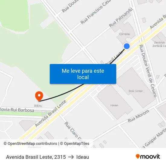Avenida Brasil Leste, 2315 to Ideau map