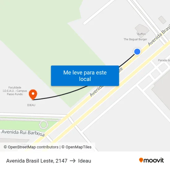 Avenida Brasil Leste, 2147 to Ideau map