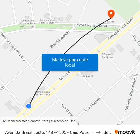 Avenida Brasil Leste, 1487-1595 - Cais Petrópolis to Ideau map