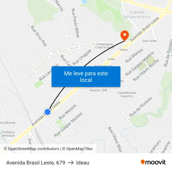 Avenida Brasil Leste, 679 to Ideau map