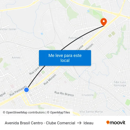 Avenida Brasil Centro - Clube Comercial to Ideau map
