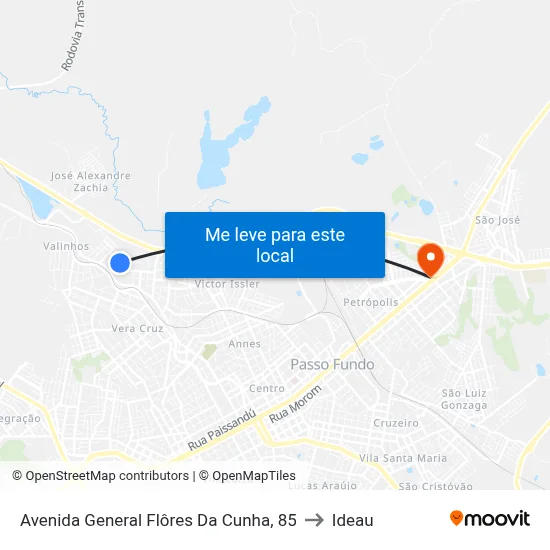 Avenida General Flôres Da Cunha, 85 to Ideau map