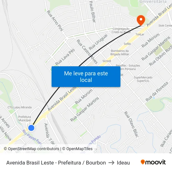 Avenida Brasil Leste - Prefeitura / Bourbon to Ideau map