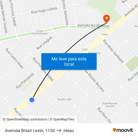 Avenida Brasil Leste, 1130 to Ideau map