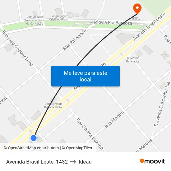 Avenida Brasil Leste, 1432 to Ideau map
