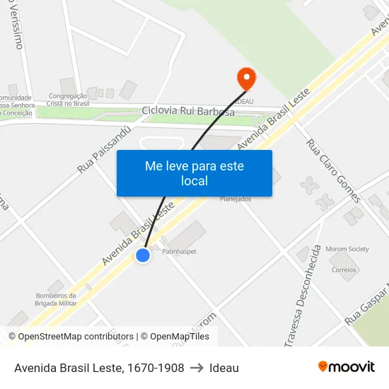 Avenida Brasil Leste, 1670-1908 to Ideau map