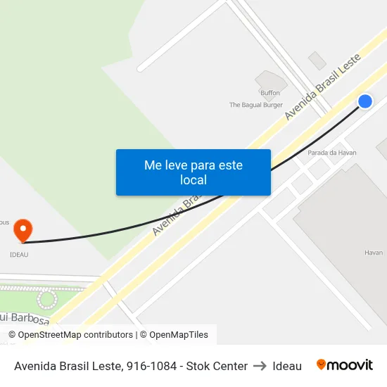 Avenida Brasil Leste, 916-1084 - Stok Center to Ideau map