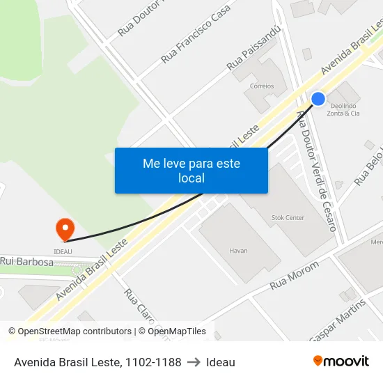 Avenida Brasil Leste, 1102-1188 to Ideau map