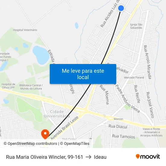 Rua Maria Oliveira Wincler, 99-161 to Ideau map