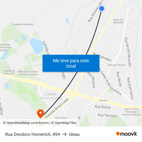 Rua Deodoro Homerich, 494 to Ideau map