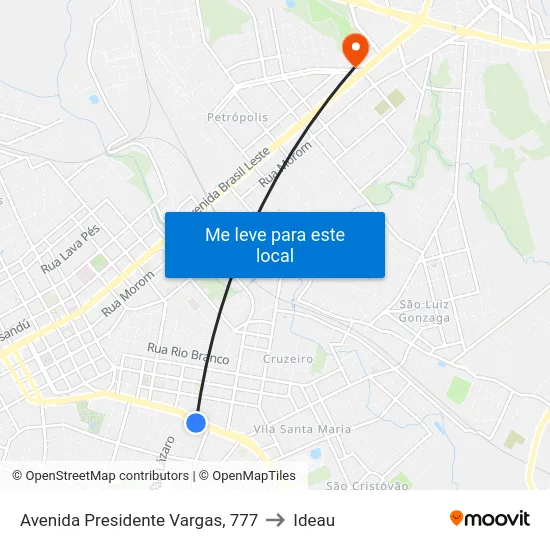 Avenida Presidente Vargas, 777 to Ideau map