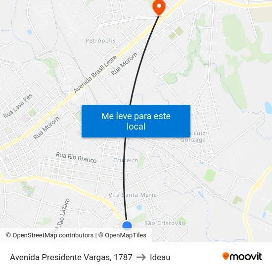 Avenida Presidente Vargas, 1787 to Ideau map