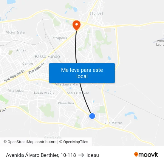 Avenida Álvaro Berthier, 10-118 to Ideau map