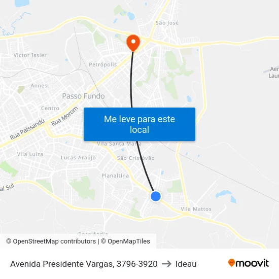 Avenida Presidente Vargas, 3796-3920 to Ideau map