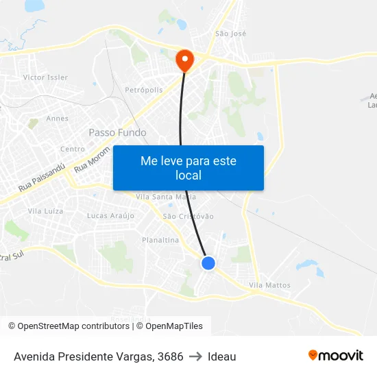 Avenida Presidente Vargas, 3686 to Ideau map