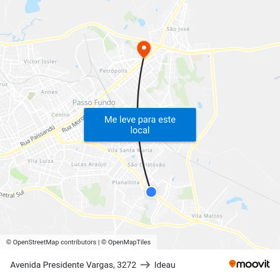 Avenida Presidente Vargas, 3272 to Ideau map