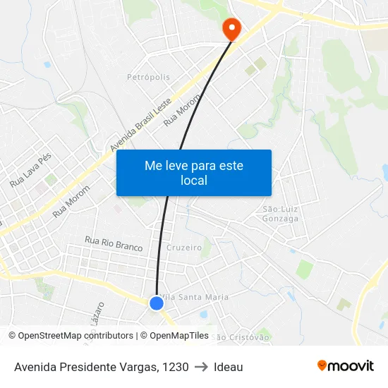 Avenida Presidente Vargas, 1230 to Ideau map