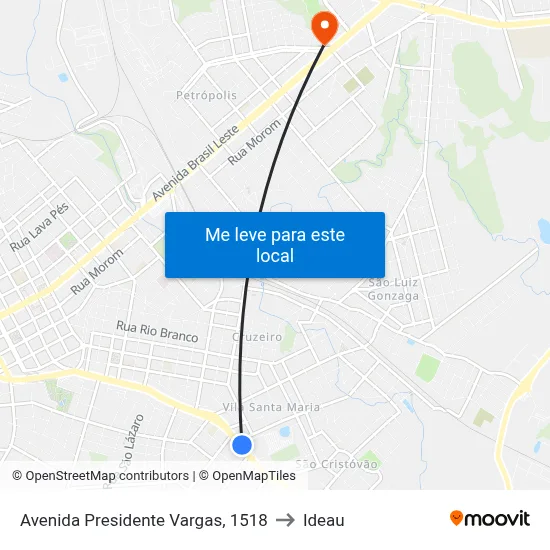 Avenida Presidente Vargas, 1518 to Ideau map