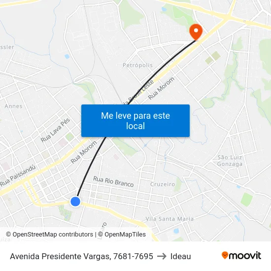 Avenida Presidente Vargas, 7681-7695 to Ideau map