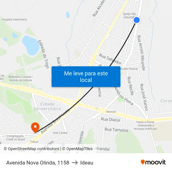 Avenida Nova Olinda, 1158 to Ideau map